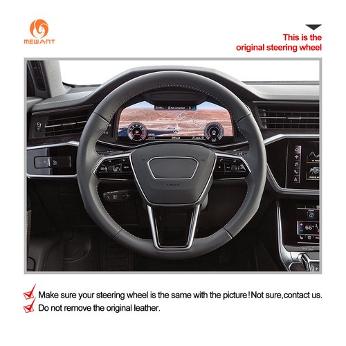 Cubierta de volante de cuero real Athsuede personalizada para Audi A6 Allroad A7 RS 6 - Imagen 2 de 10
