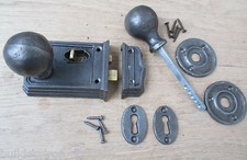 OLD VINTAGE INDUSTRIAL ANTIQUE STYLE CAST IRON RIM DOOR LATCH KNOB HANDLE