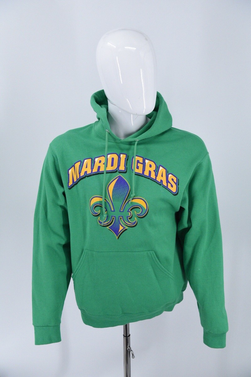 New Orleans Mardi Gras Fleur de Lis Hoodie - Mens Medium - Green