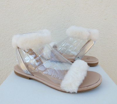 UGG JASMINE FLUFF SPRINGS SHEEPSKIN ANKLE STRAP SANDALS, US 6.5/ EUR 37.5 ~NIB