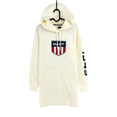 GANT Weißes Retro Shield Hoodie Kleid Größe XS