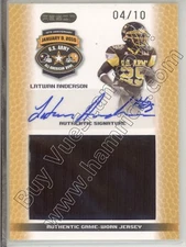 latwan anderson rc rookie draft auto gu jersey patch army college/hs #/10 2010