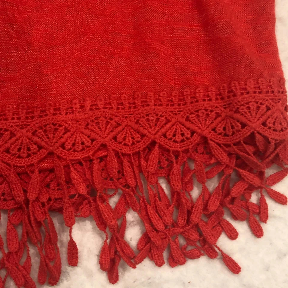 Top Cato para mujer talla XL rojo cuello redondo manga corta crochet encaje flecos dobladillo nuevo con etiquetas Foto 3 de 4