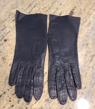 Vintage Size S/M 6.5 Black Leather 10" Long Formal Gloves