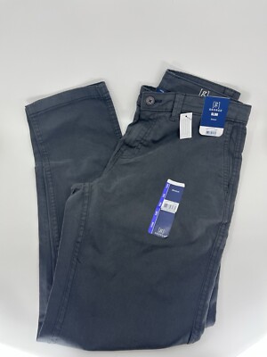 George Slim Straight Chino Pants Men's 31x30 Grey Front Slash Pocket Brand New