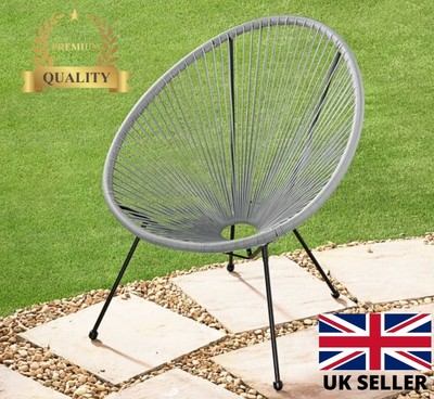 STRING MOON EGG CHAIR GREY MODERN GARDEN FURNITURE INDOOR OUTDOOR NEW