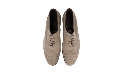 BOTTEGA VENETA Suede Oxford Brogue Dress Shoes - Greige  display picture 2