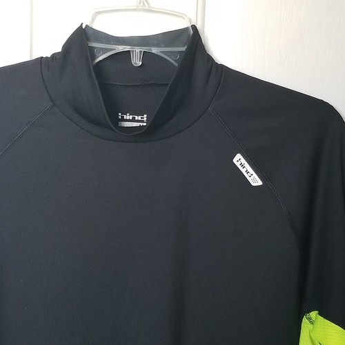 Hind Reflective Active Shirt L/S Mens M Base Layer Mock Neck Black Yellow - Picture 2 of 11
