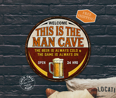 This Is The Man Cave Sign Shop Garage Den Round Wall Decor Dad Gift 100142001007