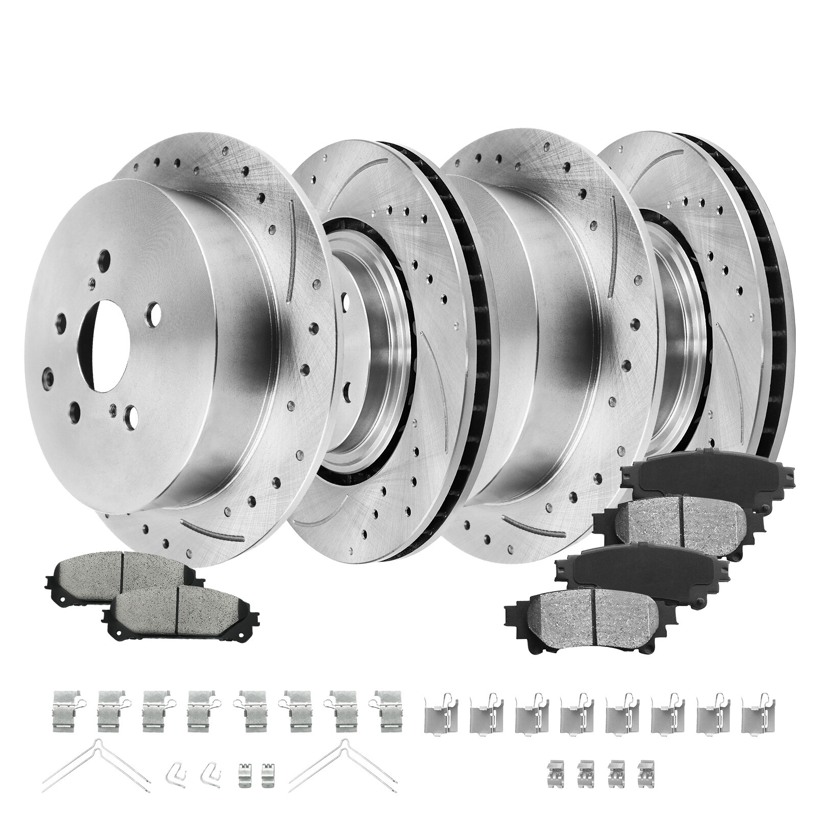 Front Rear Disc Rotors Brake Pads for Toyota Sienna Highlander RX350 RX450h