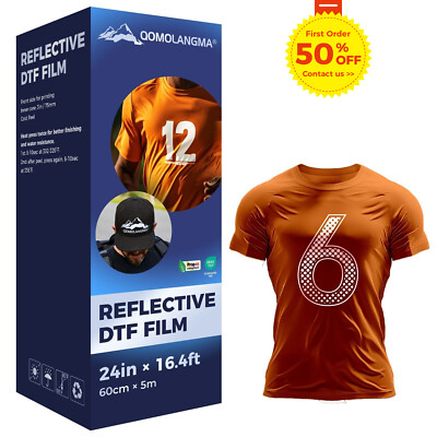 24in x 16.4ft Reflective DTF Film Roll, Cold Peel Pet DTF Transfer Film