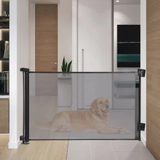 Retractable Baby Gate, Adjustable Black Safety Mesh Indoor Outdoor 140cm*86cm