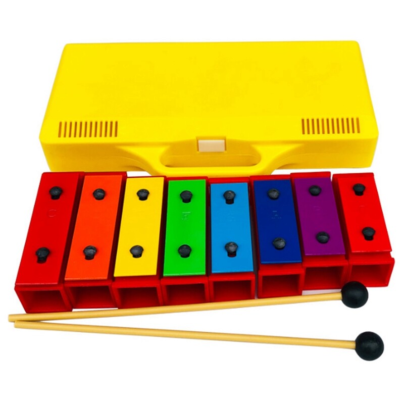 8 es Chromatic Xylophone Glockenspiel Resonator Bells with Yellow Case