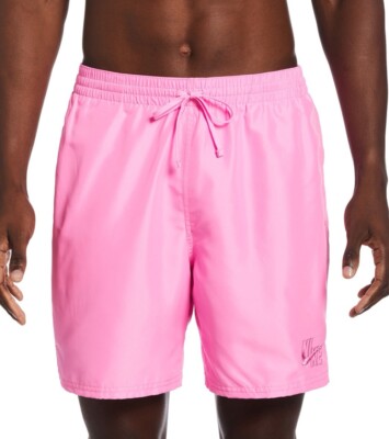 Nike Swim Men's Essential Logo Lap 7'' Volley Shorts Pink Spell XL