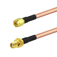 3-Pack SMA Female Bulkhead Mount to SMA Male RG142 Coaxial Pigtail Cable 5m