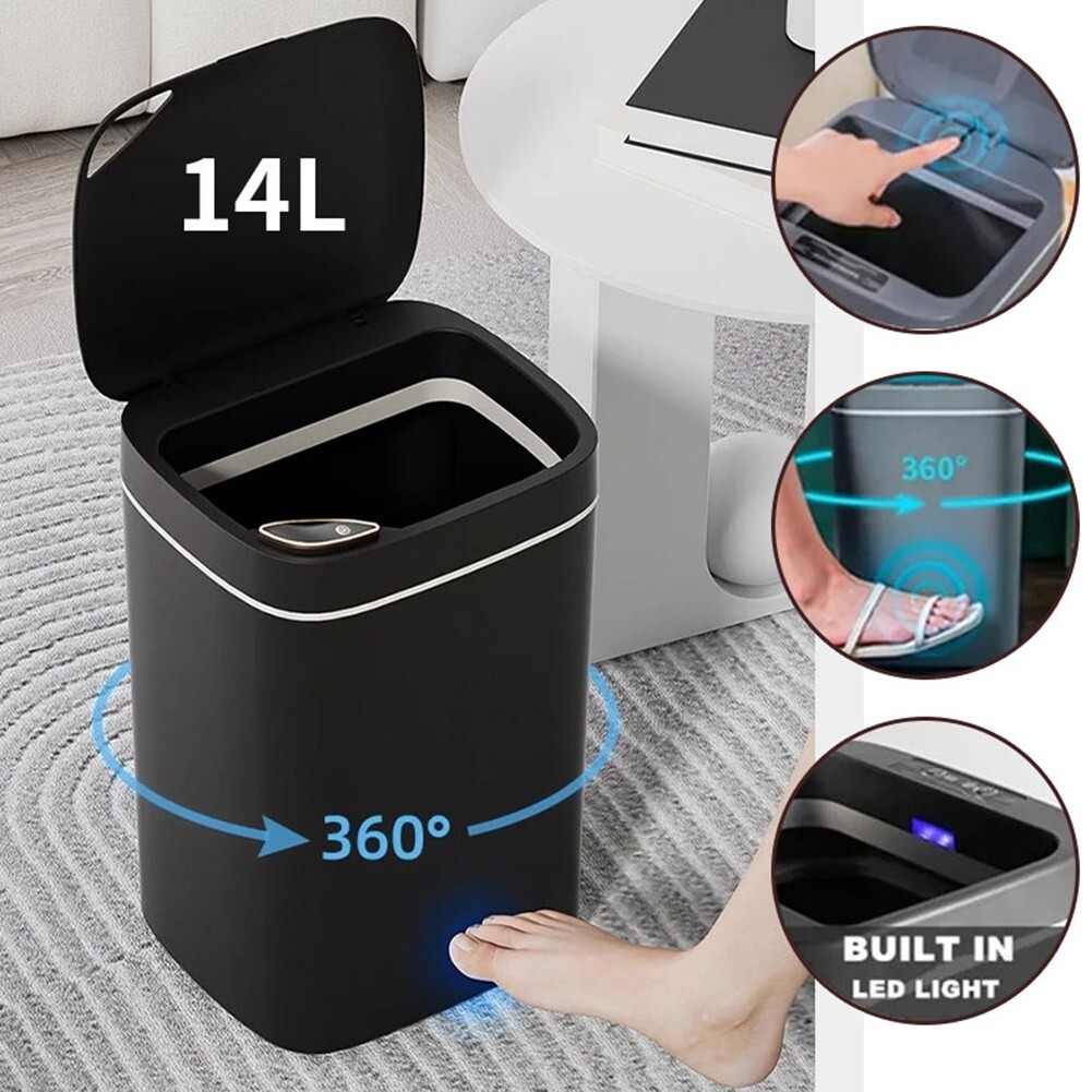 14L Touchless Rubbish Bin for Modern For Kitchen Bathroom Office Decor
