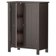 Bathroom Floor Storage Cabinet w/2 Adjustable Shelf Free Standing Kitchen Brown