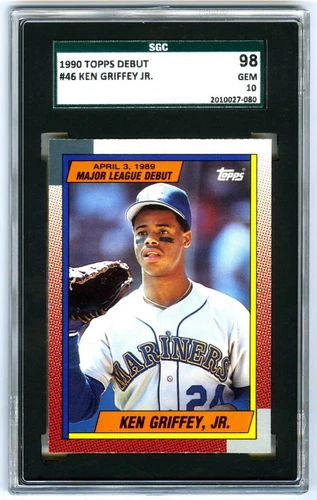 KEN GRIFFEY JR~1989 TOPPS ML DEBUT SGC-98 10 GEM-MT 1990 TOPPS ROOKIE RC CARD#46