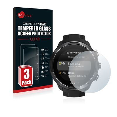 Suunto 9, 3 x Savvies  Xtreme Glass HD33 Tempered Glass Screen Protector