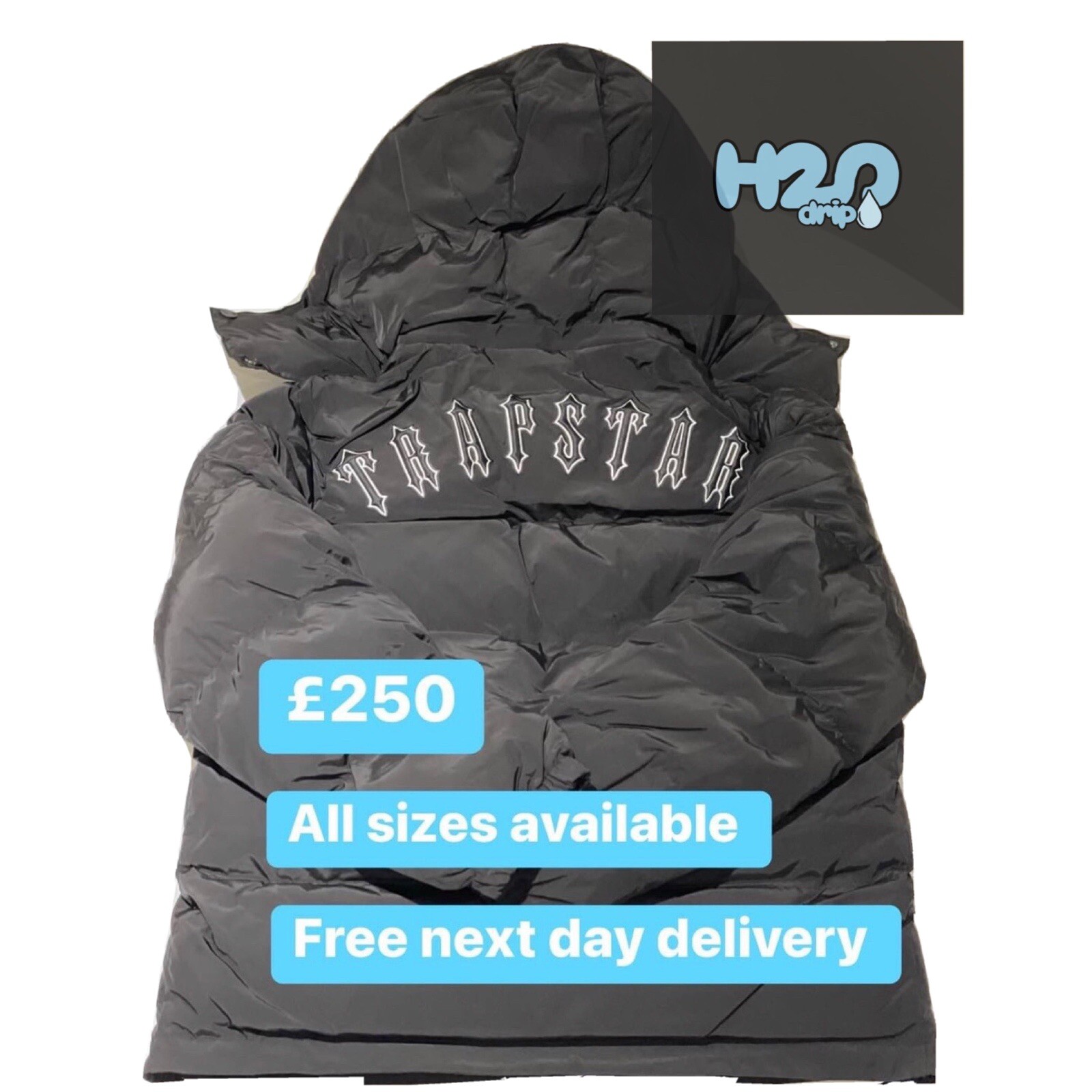 Chaqueta tampón con capucha desmontable Trapstar negra - todas las tallas NUEVA