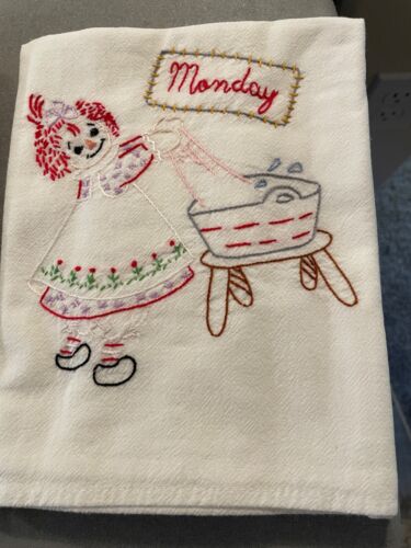 Flour Sack Dish Towels; Days of the Week; Design: SHAGGY  MAGGIE; Handmade. New. - Afbeelding 1 van 7