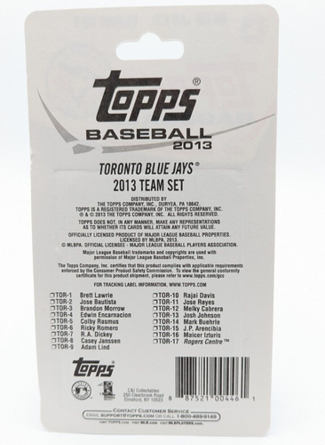 MLB Topps 2013 Toronto Blue Jays Team Karten Set - Factory Sealed Neu - 17 Karten - Bild 3 von 4