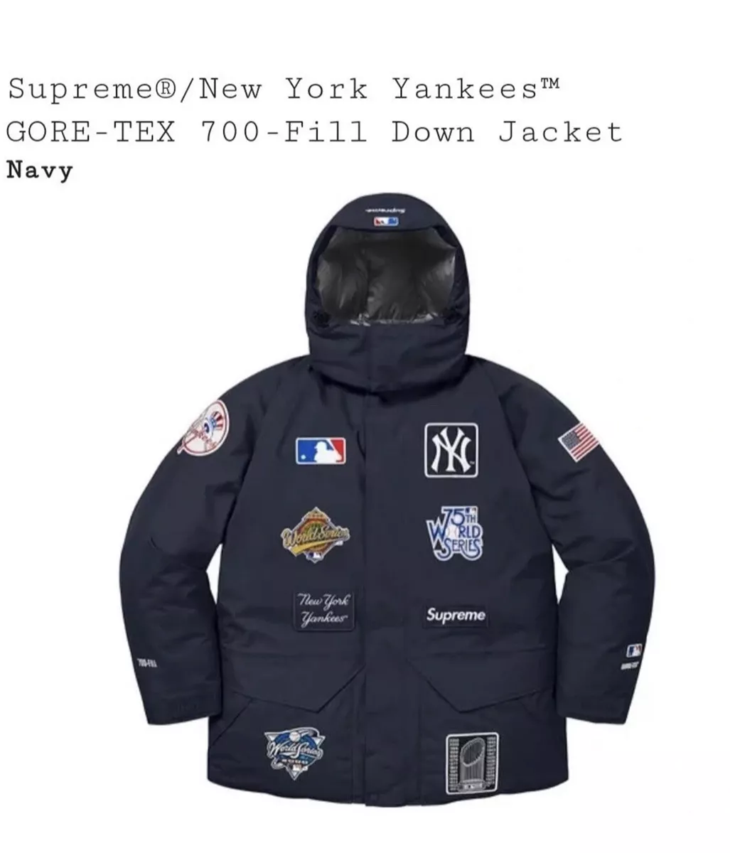 Supreme New York Yankees NAVY Gore Tex 700-Fill Down Jacket Size MEDIUM