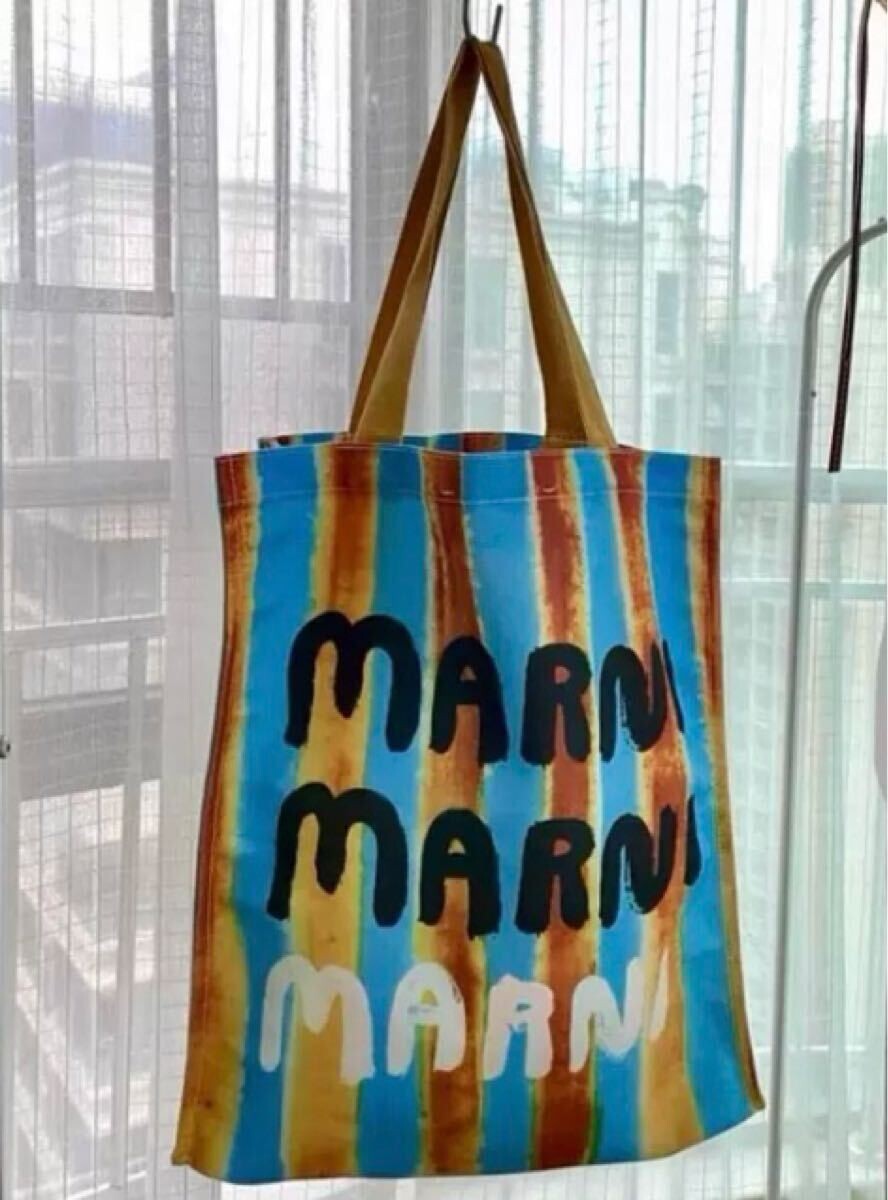 MARNI Novelty GIFT tote bag Shanghai Limited Striped Canvas