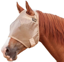 Cashel Economy Horse Fly Mask, Insect  Sun Protection, No Ears, Gold