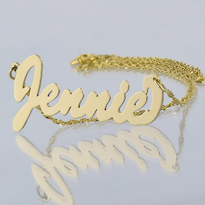 Kleine Größe 14K Gold personalisiert gebürstet Schrift Schrift Monogramm Name Halskette NN05