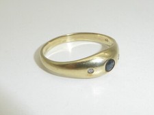 333 Gold Ring 8K Gelbgold Saphir  Diamant Verlobungsring RG 54 - 17,2 mm 7614