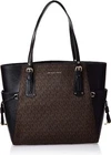 Michael Kors Women's Large Voyager Tote Travel Luggage Handbag Black Brown