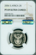 2006 SOUTH AFRICA 2 RAND NGC PF69 MAC UHCam  FINEST POTLESS 1637 MINTED *
