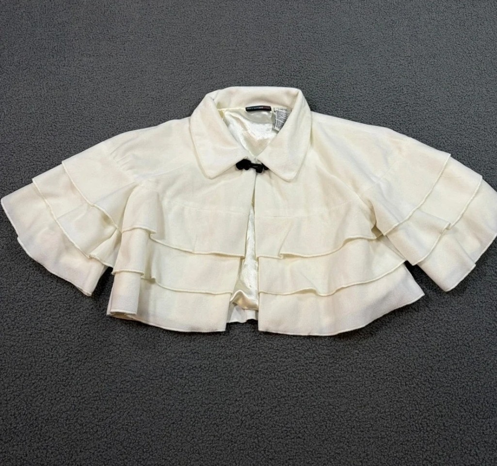 Mary Kate and Ashley Bolero Cape Layered White Top,  Girls  Size Xl (14-16)