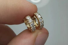 1Ct Round Cut Lab Created Diamond Huggie Hoop Earrings 14K Yellow Gold Plated