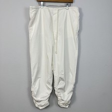 Free People Light Parachute Pants Women's Large White Cotton Twill Ruched Boho