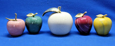 Vintage Marble Stone Alabaster Set Of 5 Apple Paperweights