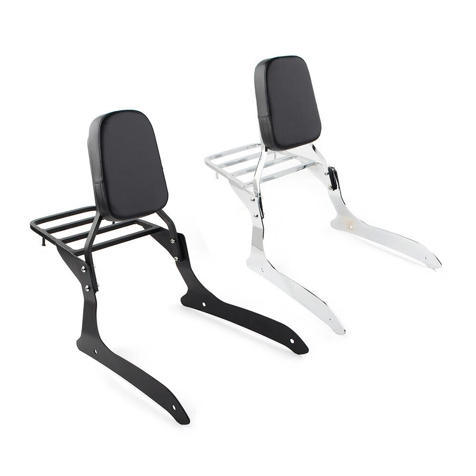Backrest Sissy Bar Luggage Rack w/ Pad Fit Yamaha XVS1300A V Star 1300 2007-2015 - Imagem 3 de 4