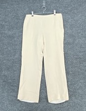 Armani Collection Ivory Silk Lined Pants Side Zip Flat Front Womens 8 Preppy