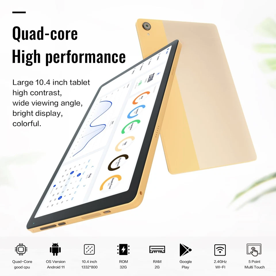 10.4 Zoll Tablet Android 11, 2 GB + 32 GB 1332 x 800 IPS 5000mAh Gold - Bild 2 von 4