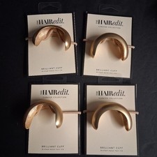 4 PK The Hair Edit Brilliant Cuff Arched Metal Hair Tie, Gold Ponytail Cuff Hair
