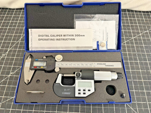 Set of 2 Stainless Digital Caliper and Micrometer Caliper – 0–300mm / 0–1”