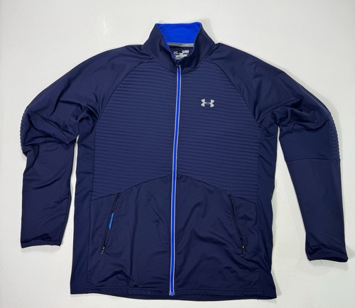 Under Armour Running Full Zip Kurtka Męska XL Dopasowana Niebieska Pełne kieszenie zapinane na zamek błyskawiczny
