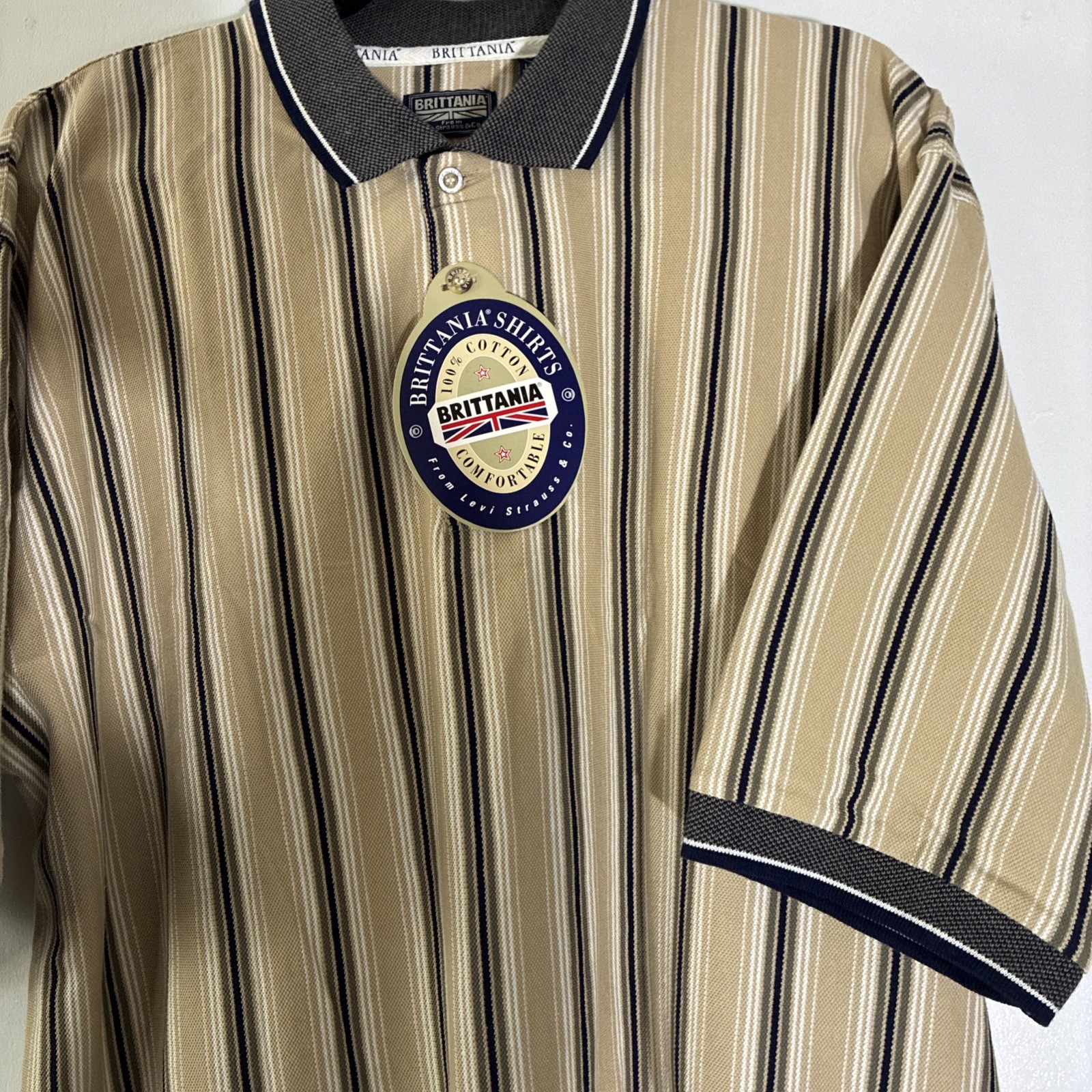 Brittania From Levi Strauss Co Vintage Polo 100% Cotton Size Large thumbnail 4