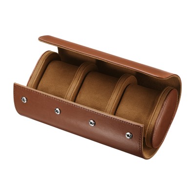 Leather Watch Travel Case for Men Women Watch Holding, 3 Slot, Brown