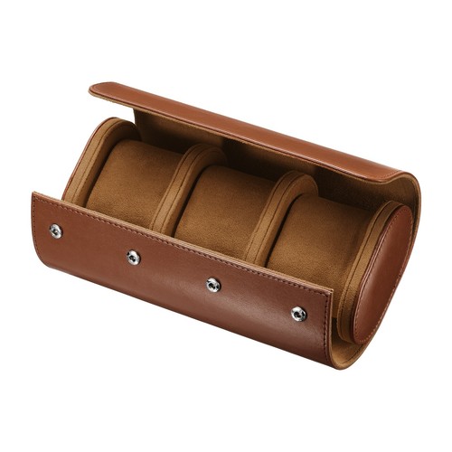 Leder Uhren Reiseetui für Herren Damen Uhrenhalter, 3 Fächer, braun - Bild 1 von 6