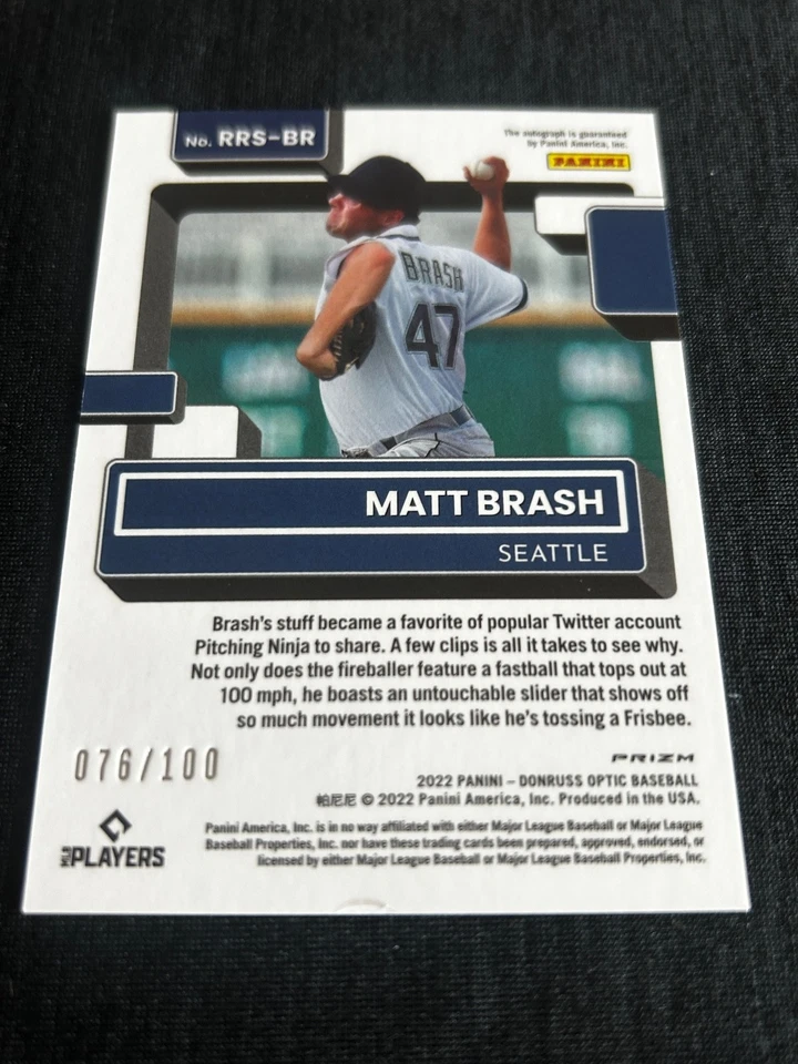 2022 Donruss Optic Matt Brash RR PURPLE PRIZM AUTO #/100 +AUTO #/49+13 SEA AUTOS - Image 3 of 4