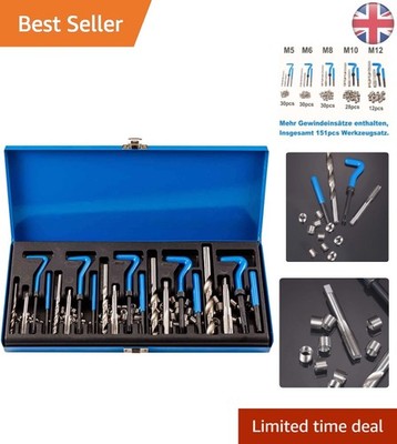 151-teiliger Helicoil Gewindereparatursatz für M5 M6 M8 M10 M12 - Edelstahl Set