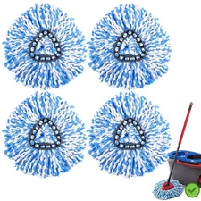 4 Pack Spin Mop Refills O-Cedar Rinse Clean 2-Tank System Replacement Heads