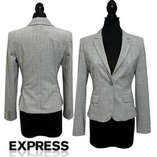 NWT  Women  s Express Gray Single-Button Blazer Jacket